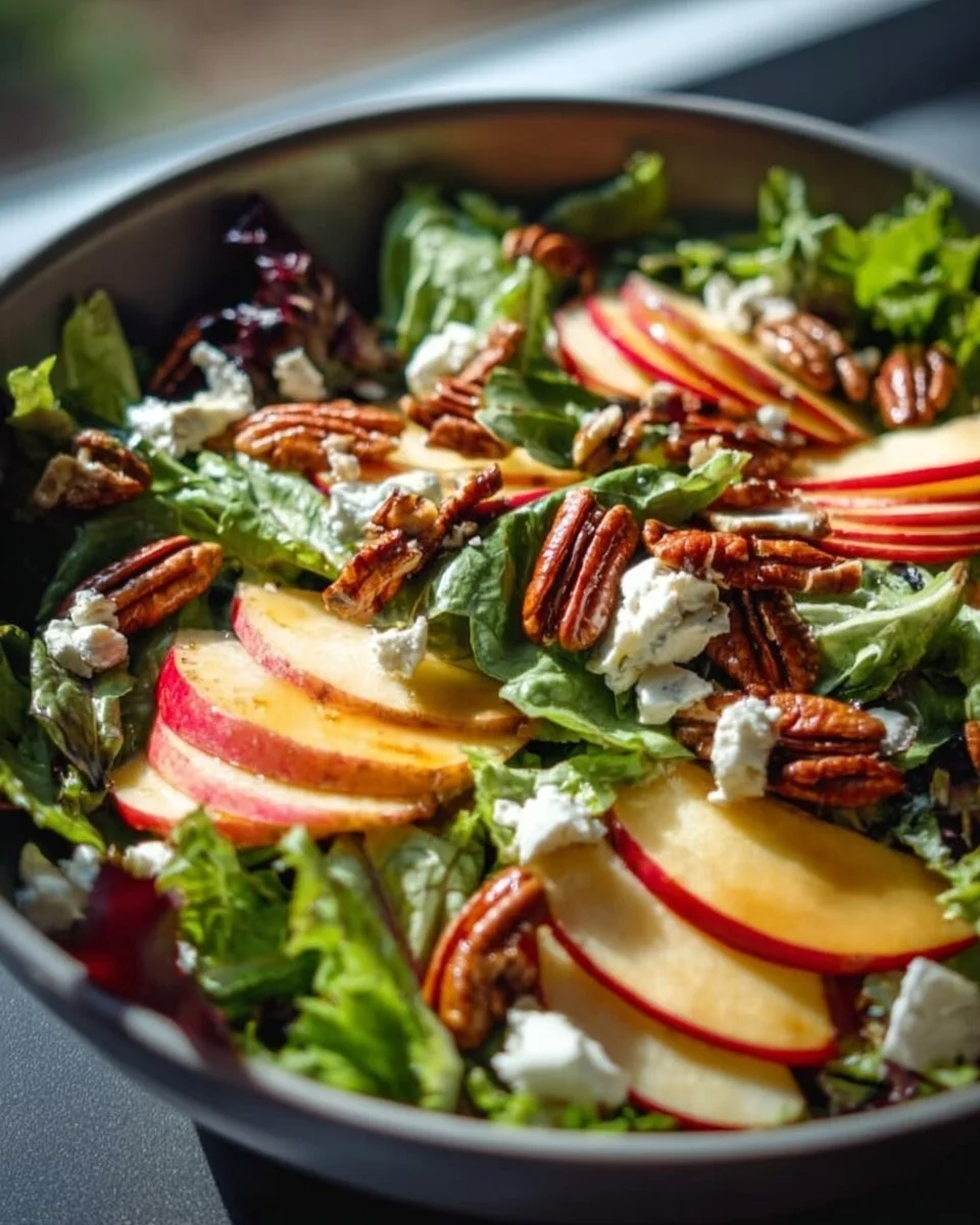 Autumn Harvest Honeycrisp Apple and Feta Salad with vibrant toppings