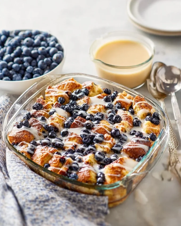 Delicious Blueberry French Toast Casserole with Vanilla Glaze