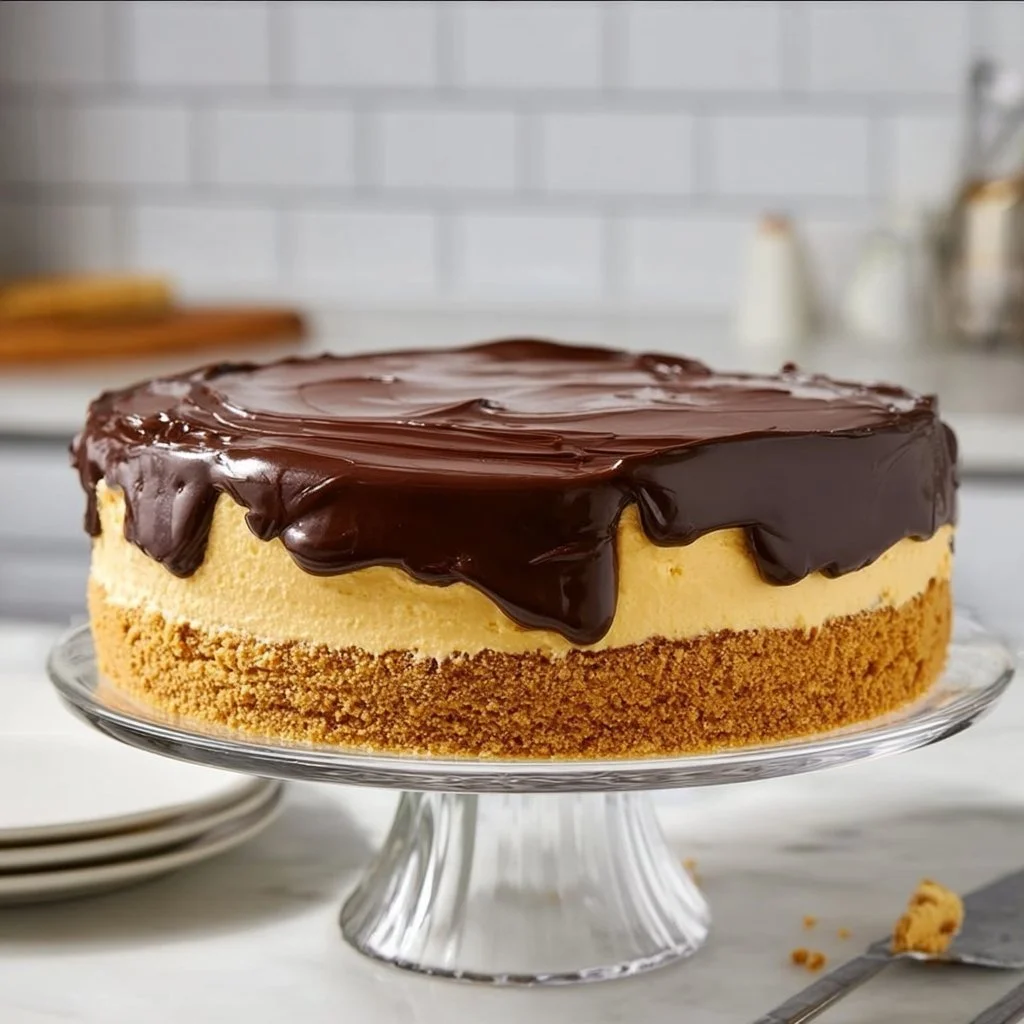 Delicious slice of Boston Cream Pie with chocolate glaze and creamy filling
