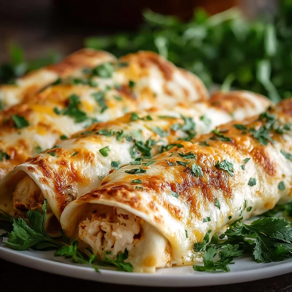 Cheesy chicken garlic wraps filled with juicy chicken and garlic sauce