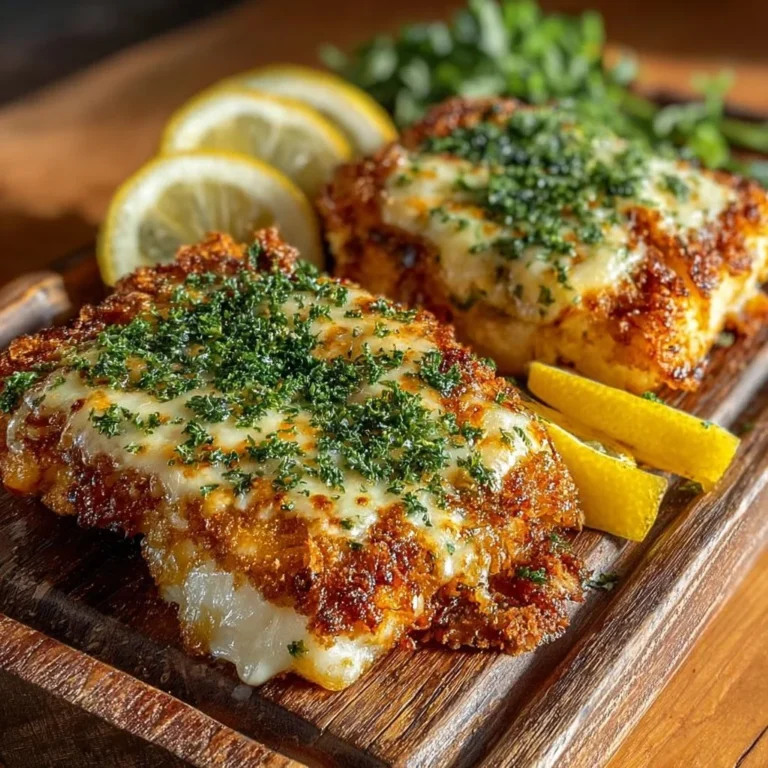 Crispy air fryer Parmesan crusted cod served with lemon wedges