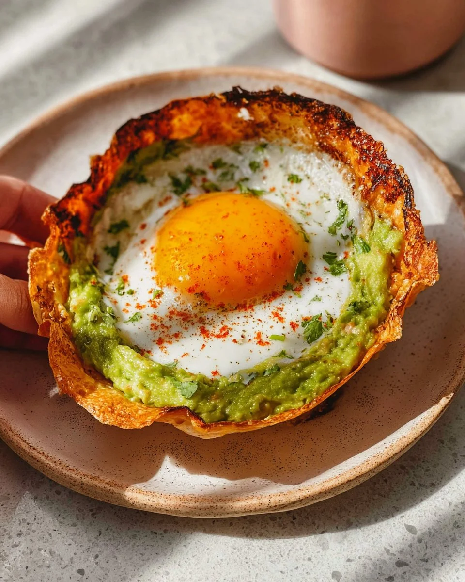 A plate of crispy feta fried eggs garnished with herbs and spices.