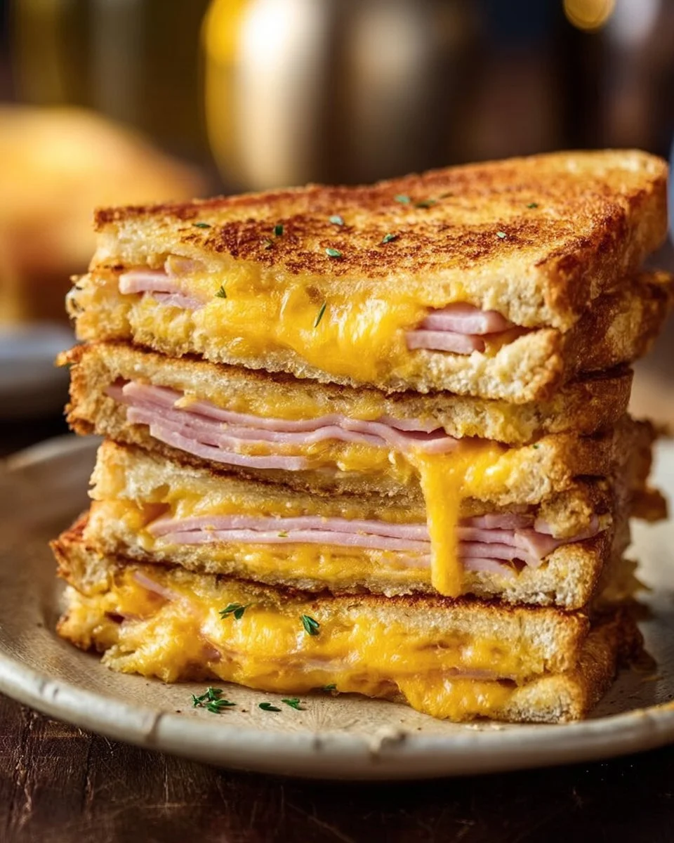 Delicious egg and ham breakfast sandwich on a plate with fresh ingredients