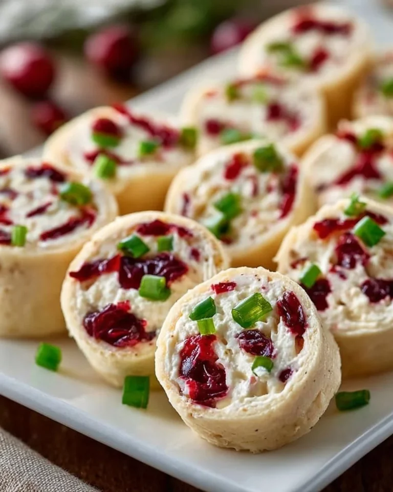 Delicious Christmas Cranberry Roll Ups served on a festive platter