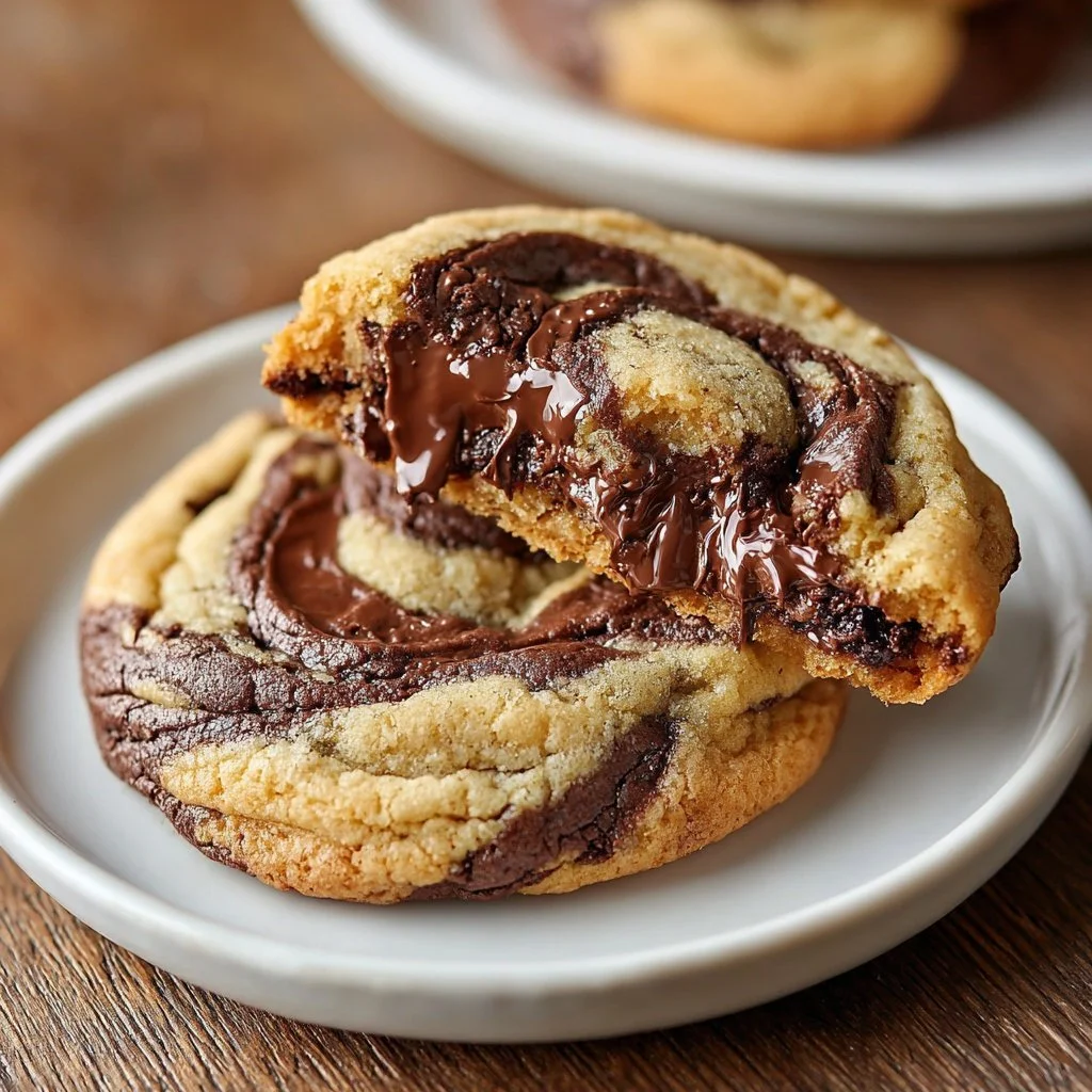 Delicious Peanut Butter Brownie Swirl Cookies on a plate, ready to be enjoyed.