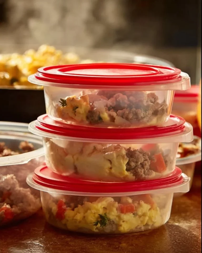 Variety of freezer breakfast meals prepared for easy storage and convenience