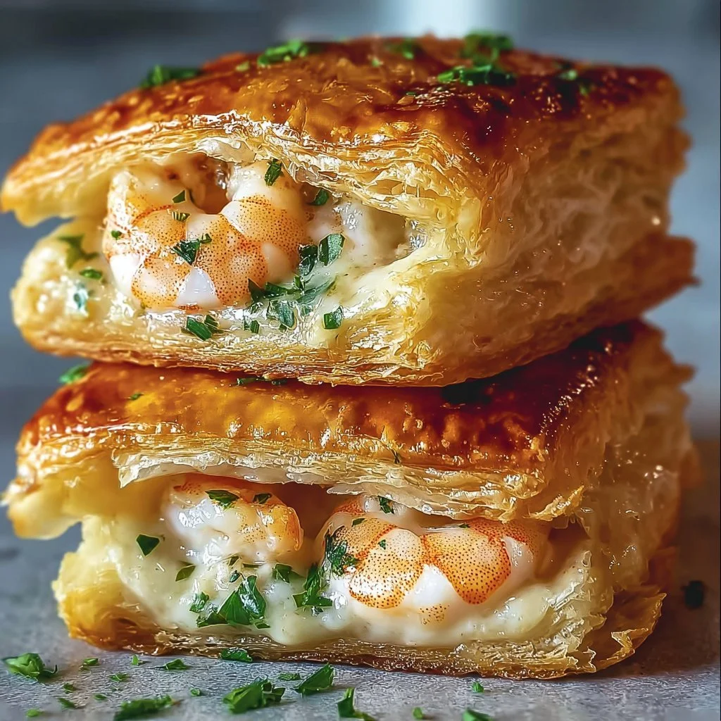 Delicious shrimp crab melts served on a plate, showcasing a seafood appetizer.