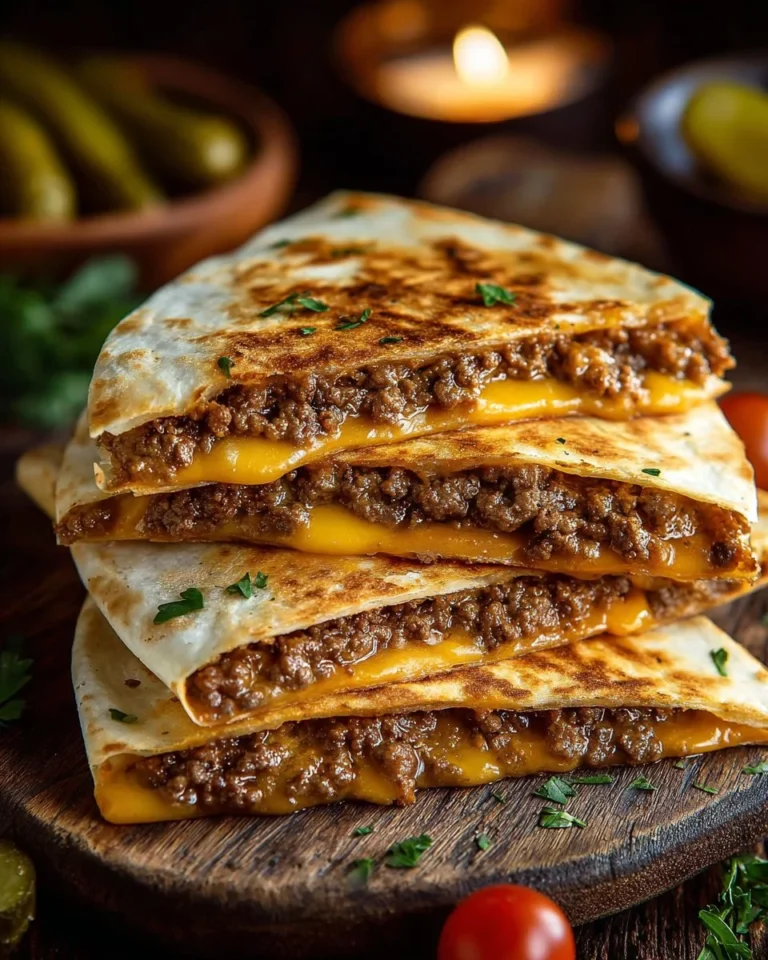 Smashburger Quesadillas served with toppings and dips on a plate