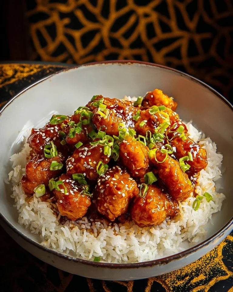 Plate of Sweet Chili Chicken garnished with herbs