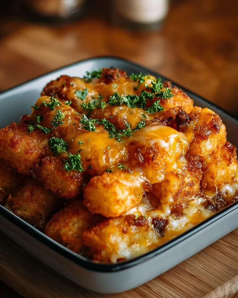 Tater Tot Sausage Breakfast Casserole served on a breakfast plate