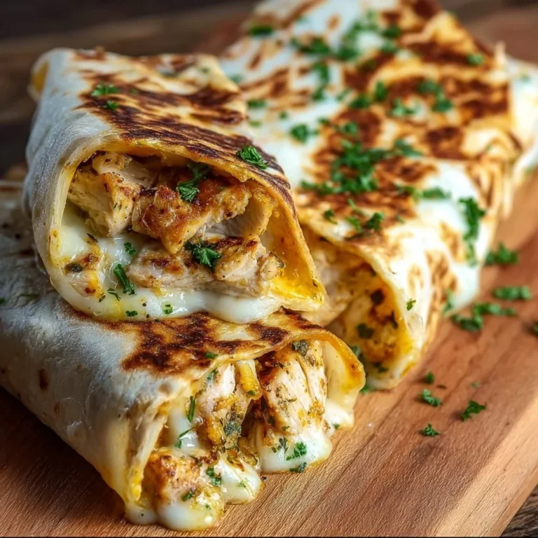 Delicious cheesy chicken wraps filled with fresh ingredients ready to enjoy