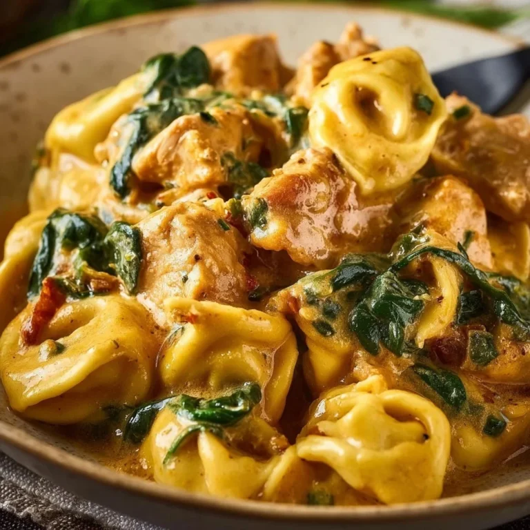 Creamy Marry Me Chicken Tortellini with vibrant vegetables and herbs.