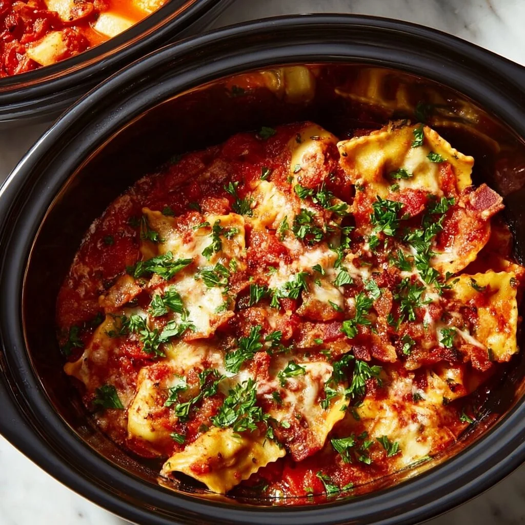 A flavorful slow cooker drop dinner with fresh ingredients and spices.