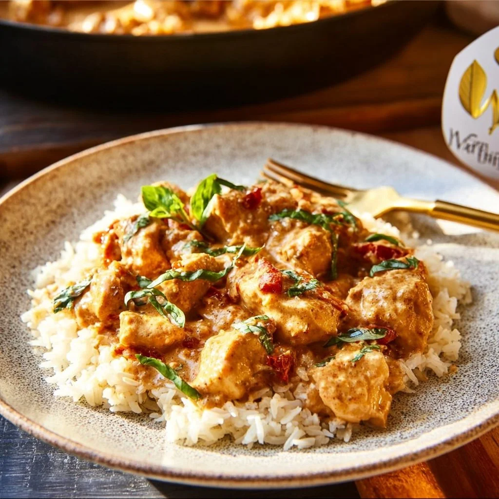 Whole30 Marry Me Chicken with fresh herbs and creamy sauce served on a plate